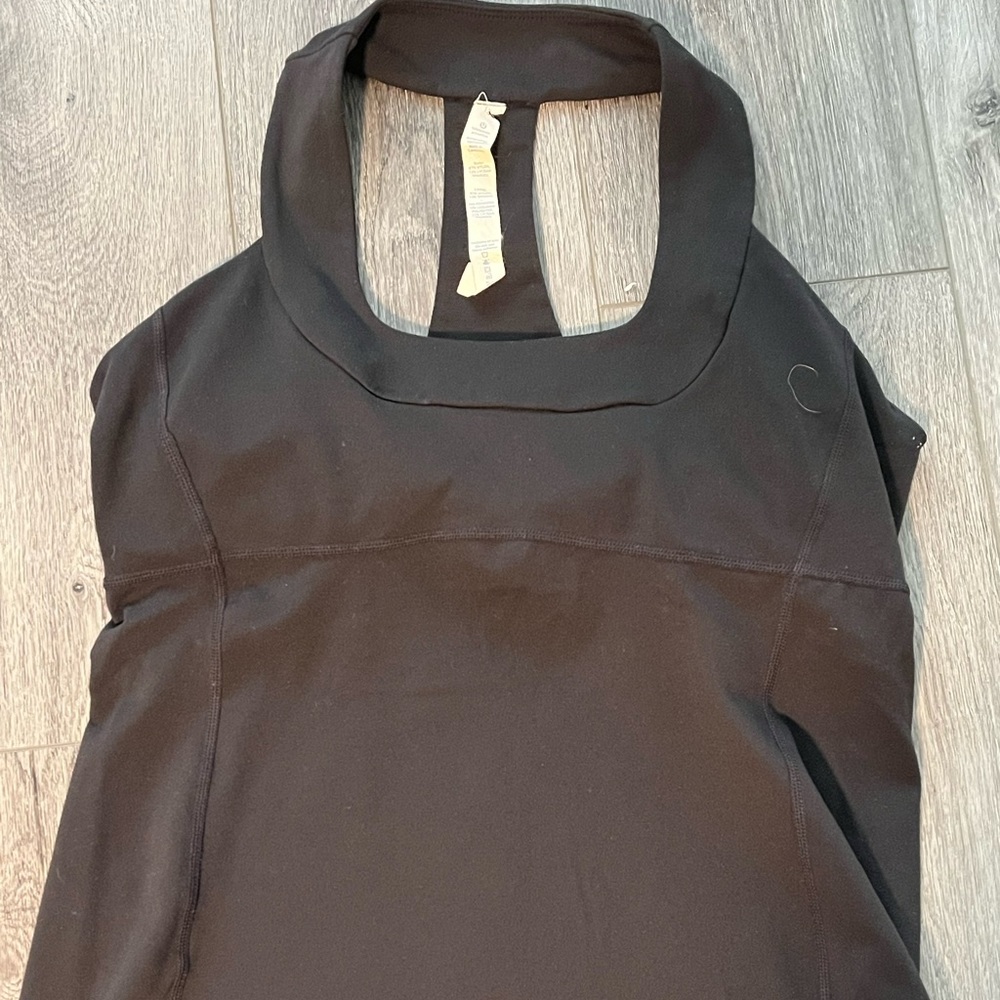 Black lululemon workout tank top, size 12.